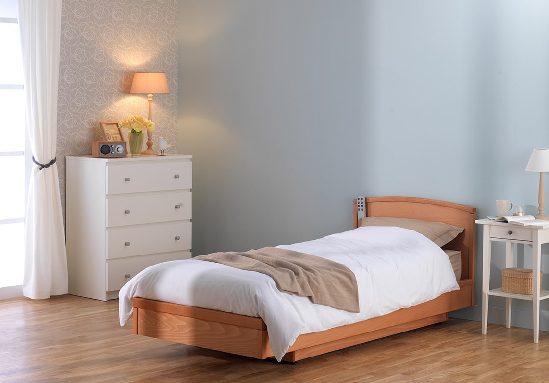 Orange coloured homecare bed