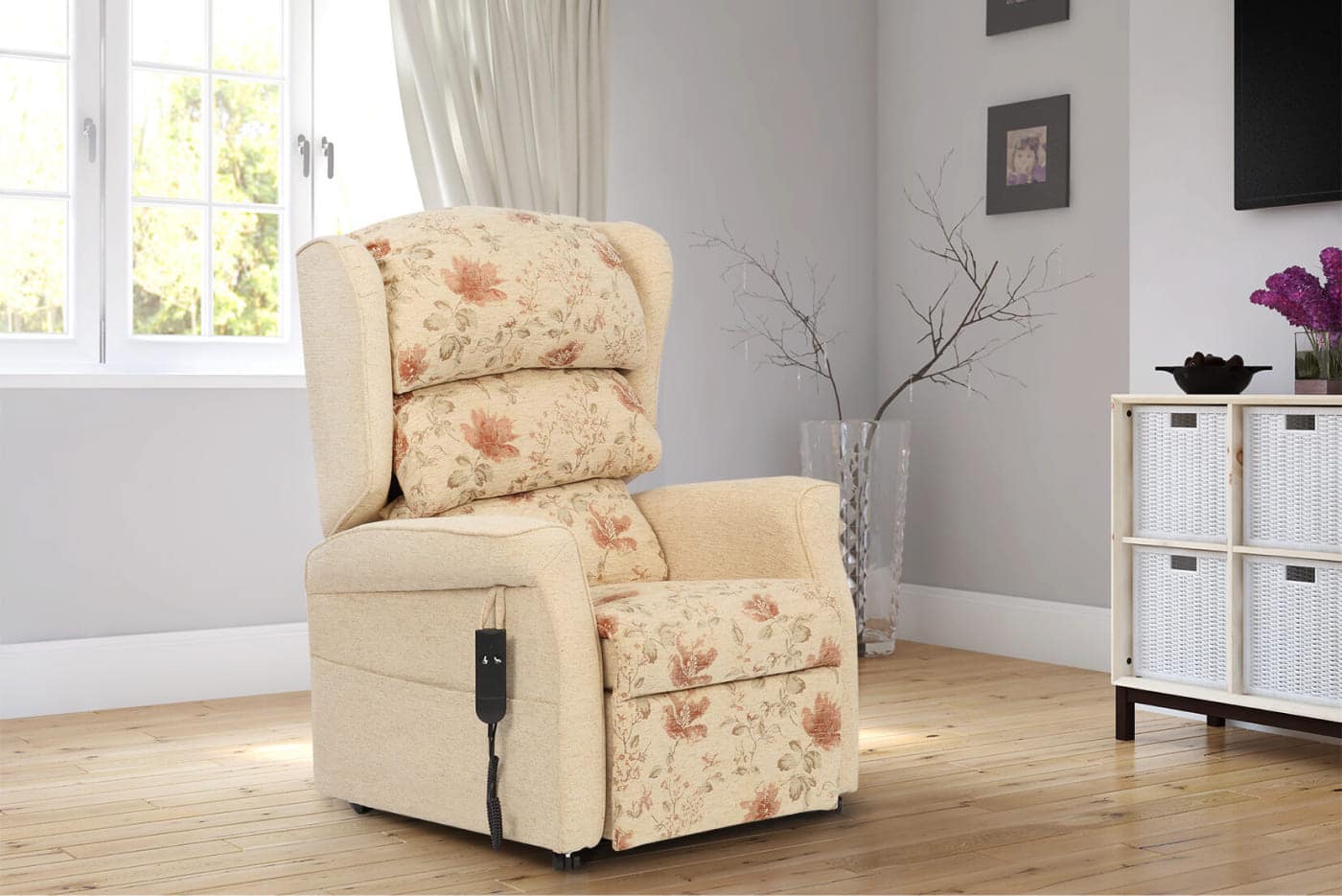The Suffolk Riser Recliner Chair in Cream Colour